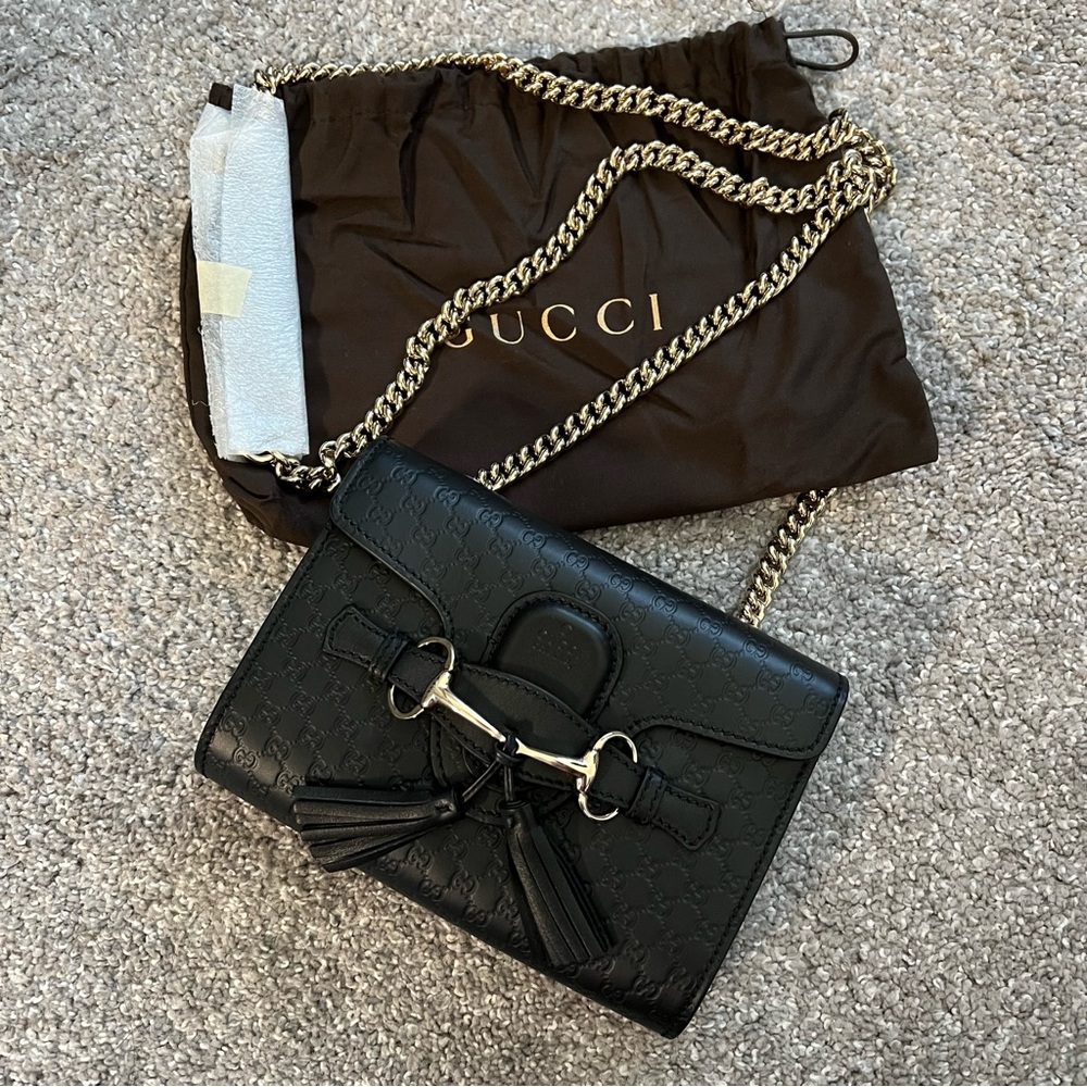 Gucci Emily crossbody bag NWT black - Picture 2 of 9